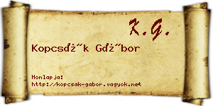 Kopcsák Gábor névjegykártya